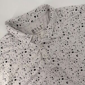 BYLT Mens Premium Basics Performance Polo Shirt XXL White Black Speckle Splatter